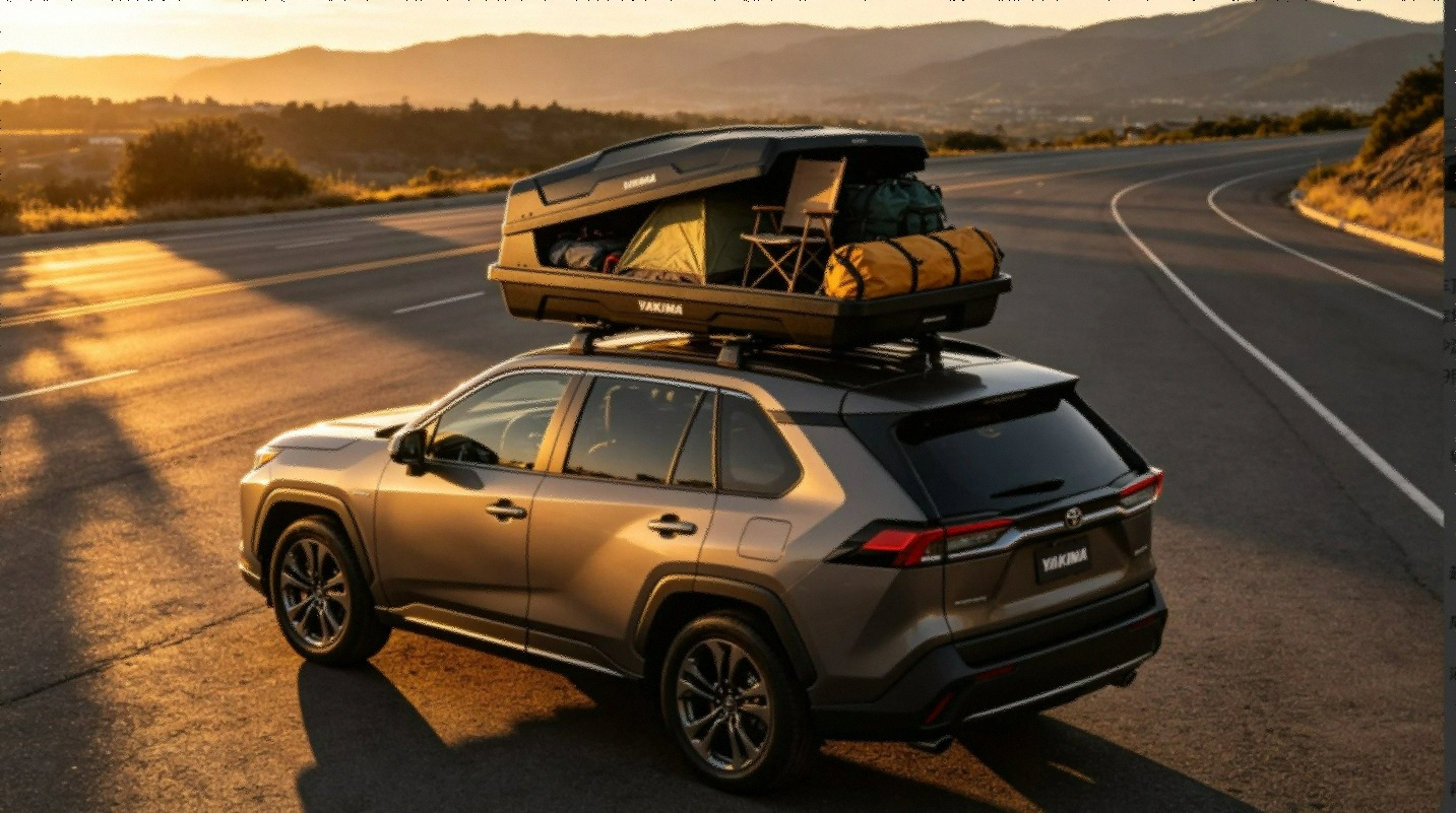Yakima EXO GearLocker hitch cargo box mounted on vehicle