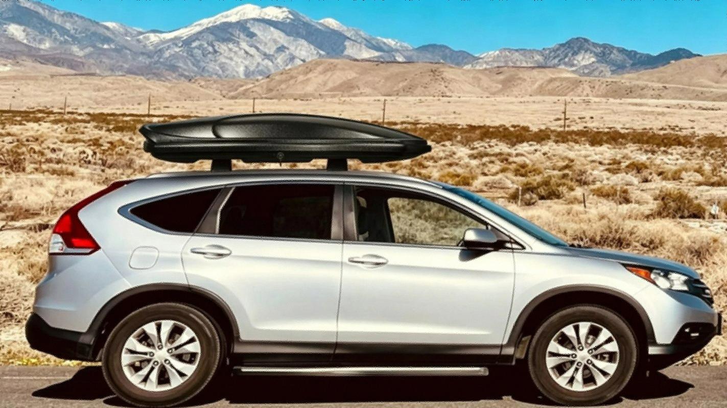 DNA Motoring XXL rooftop cargo box mounted on SUV roof rack