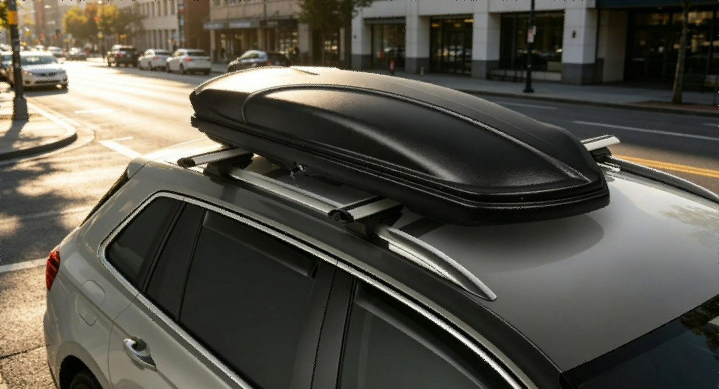DNA Motoring XXL rooftop cargo box mounted on SUV roof rack